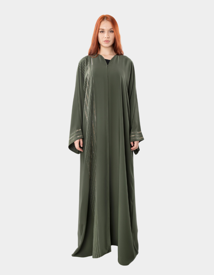 Premium Colored Abaya with Crystal Sleeves