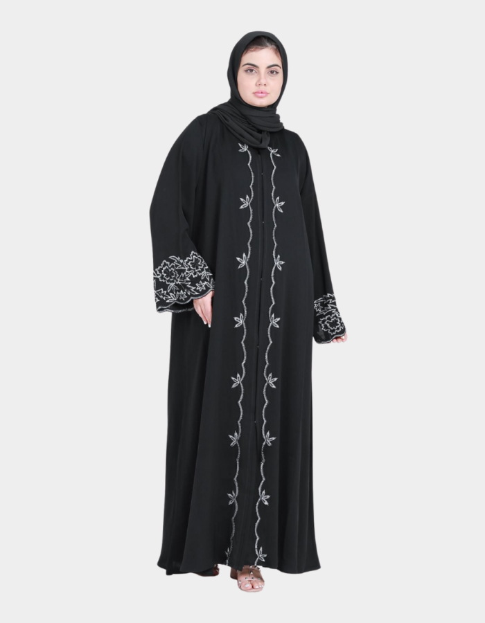 Elite Black Mukhamal Abaya with Heavy Work